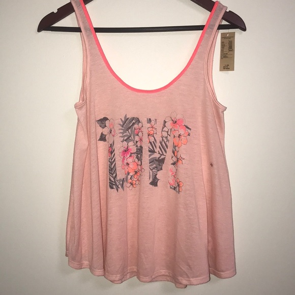 American Eagle Outfitters Tops - American Eagle NWT Pink Floral Linen Blend Oversized LOVE Tank Top Size XS